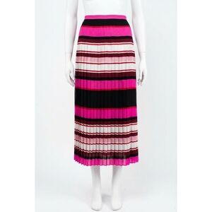 NEW VALENTINO striped pleated silk skirt in pink